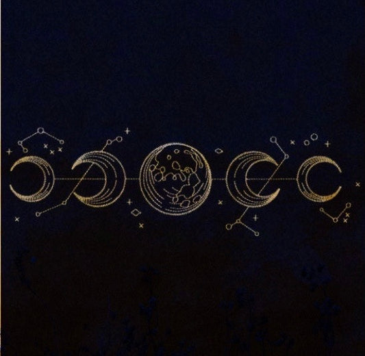 Moon and Celestial Phases Altar Cloth. Beautiful embroidery comes in gold, silver or white.
