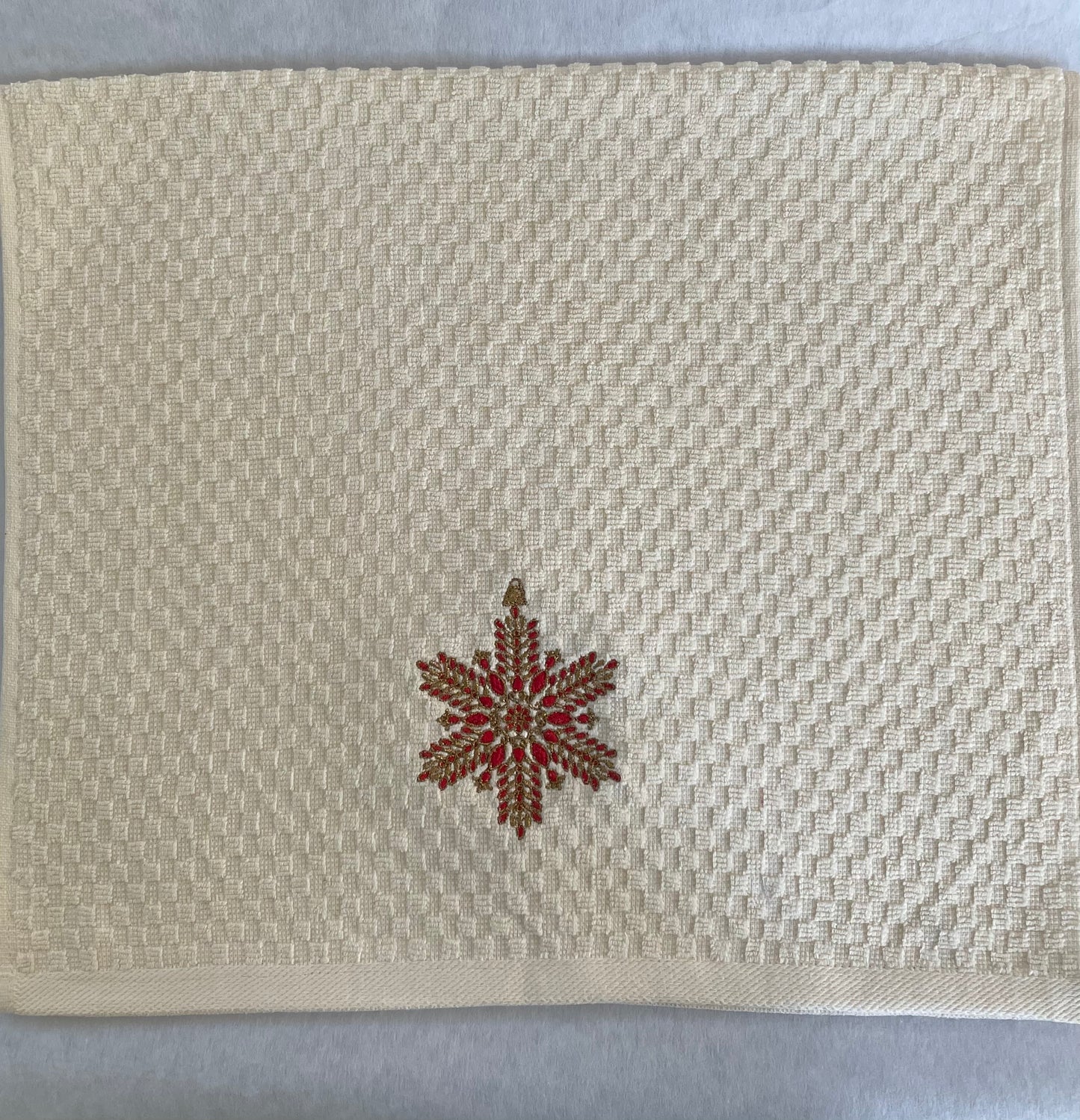 Exquisite Snowflake Embroidered Kitchen Towel