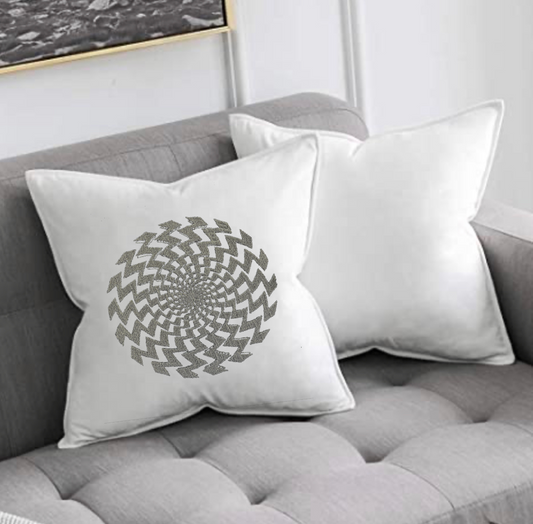 Modern Spiral Embroidered Decorative Pillow Cover 18" x 18"