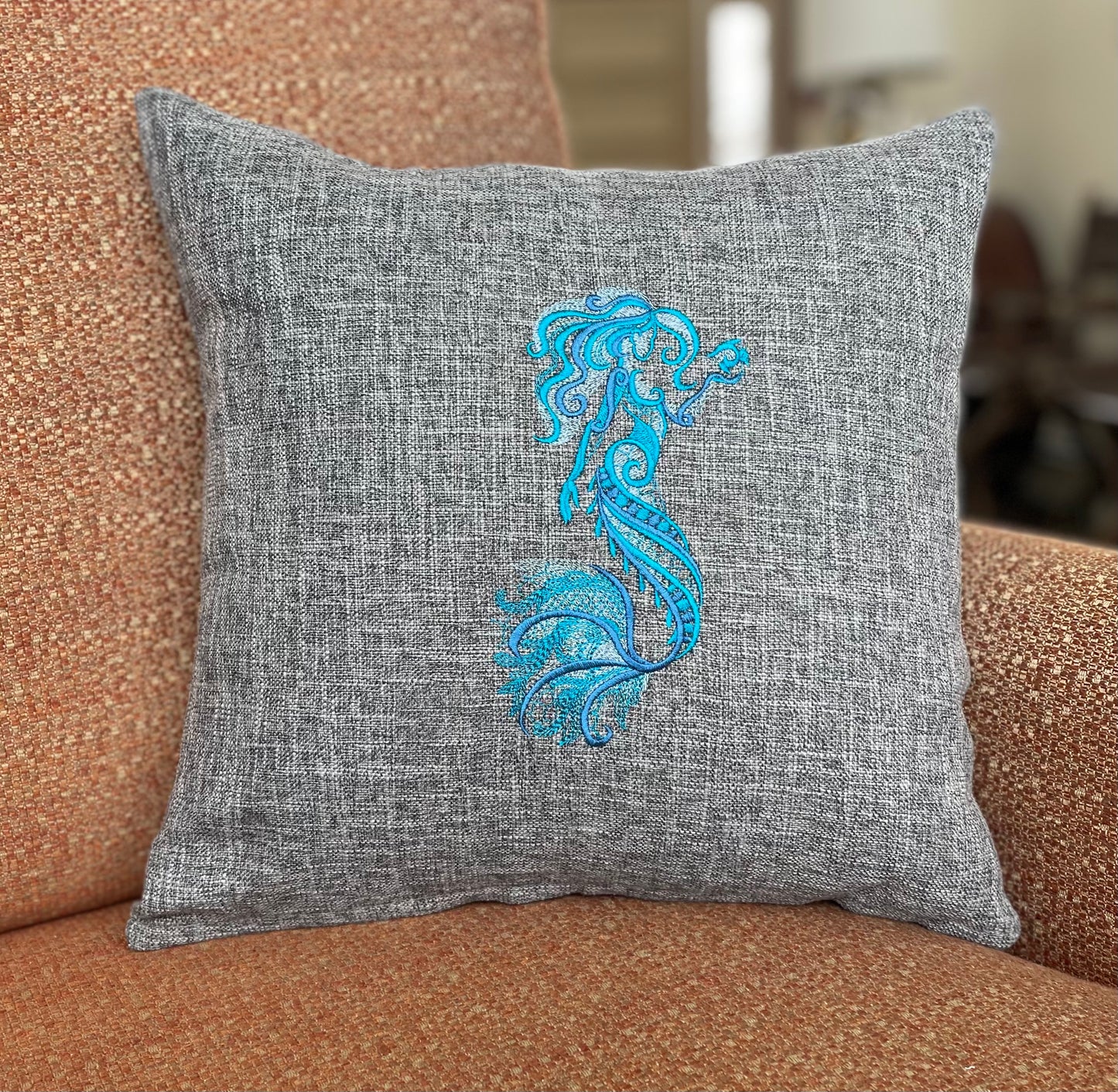 Lace Mermaid Throw Pillow Cover 16” x 16” Cotton Cover Zip Closure