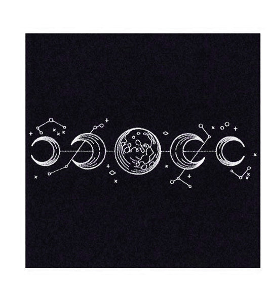 Moon and Celestial Phases Altar Cloth. Beautiful embroidery comes in gold, silver or white.