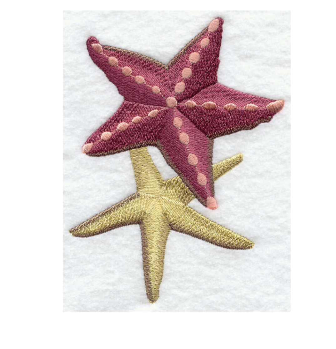 Starfish Embroidered Bath Hand Towel. Beautifully Detailed
