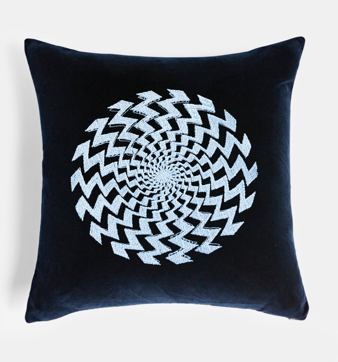 Modern Spiral Embroidered Decorative Pillow Cover 16" x 16"