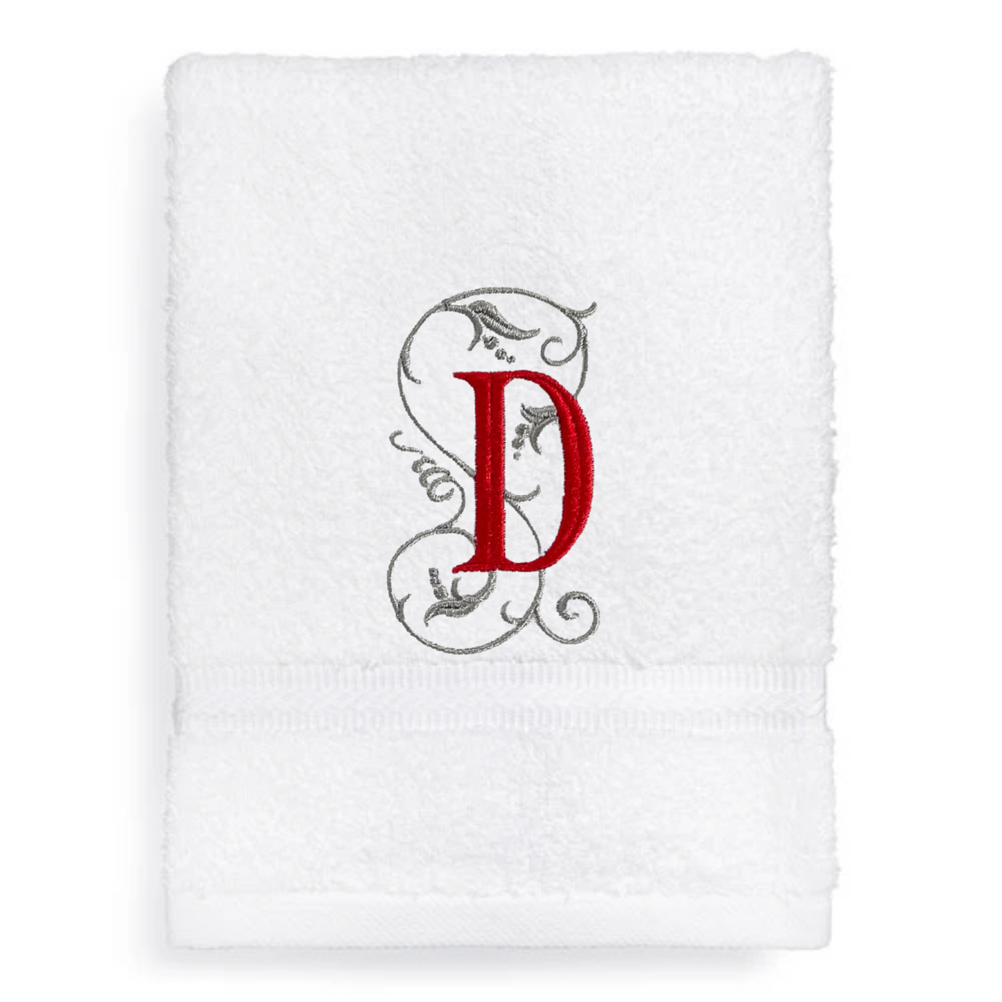 Monogram Guest Bath Hand Towel. Beautiful Monogram Letter With Scrolling